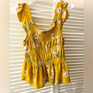 Yellow babydoll top with flowers